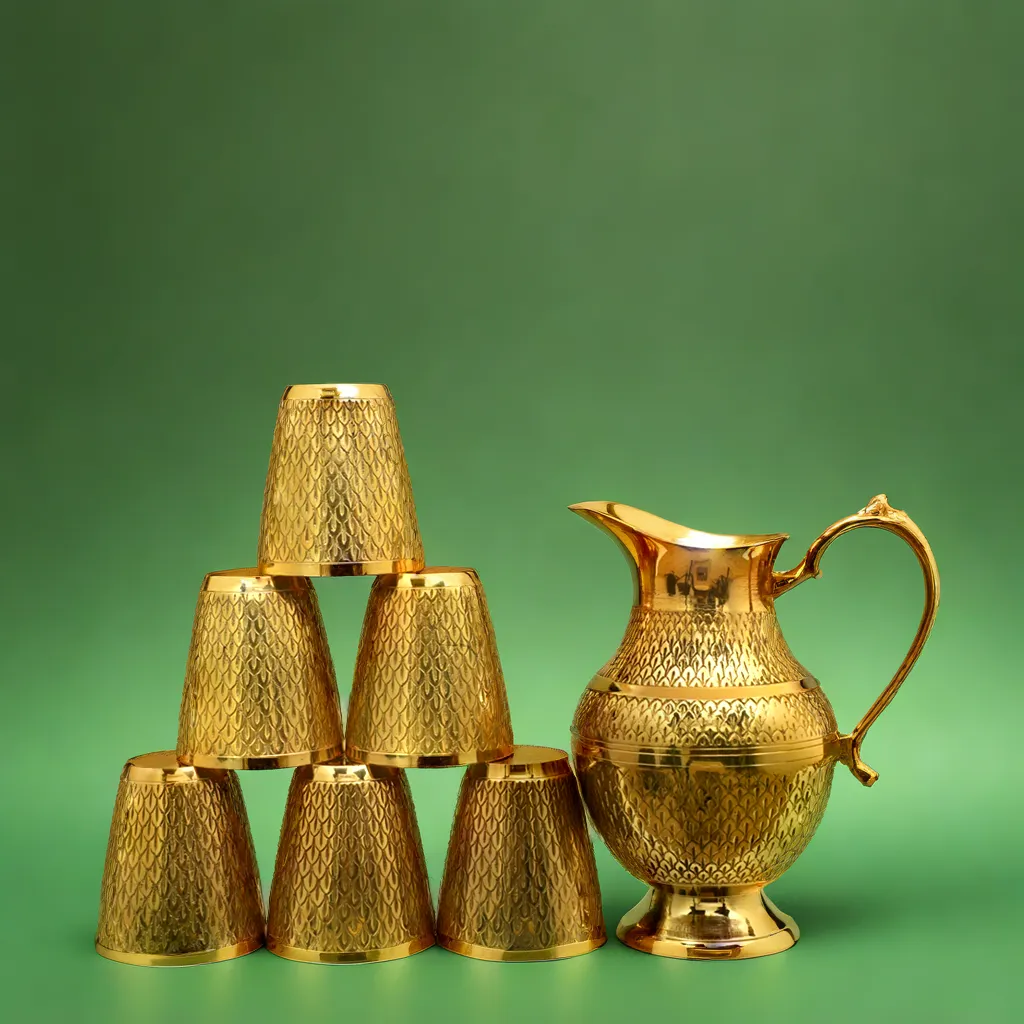 Brass Jar & 6 Glass Set – Nakashi Design